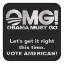 OMG! Obama Must Go - Silver / Black sticker