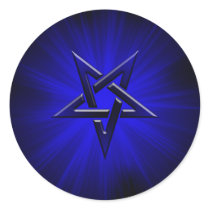Ominous Blue Inverted Pentagram Stickers
