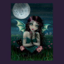 Ominously Sweet Vampire Fairy and Cat Poster posters