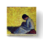 On A Meadow Sedentary Peasant Girl Pinback Button