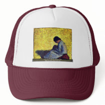 On A Meadow Sedentary Peasant Girl Mesh Hats