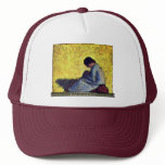 On A Meadow Sedentary Peasant Girl Mesh Hats