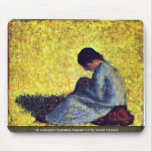 On A Meadow Sedentary Peasant Girl Mouse Pads