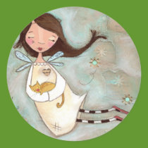On a Wing and a Purr - Angel Stickers stickers