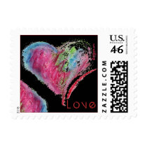 On Black LOVE Hearts Design Small Postage postage