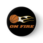 On Fire Basketball Pinback Buttons