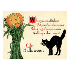 On Halloween Vintage Postcard