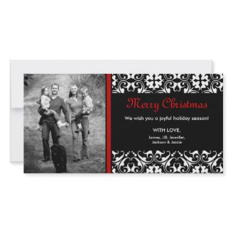 ON SALE! Red Christmas Damask Photo CARD