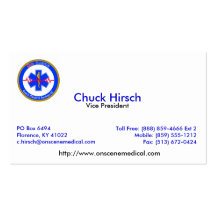 on-scene, Chuck Hirsch, Vice President, PO Box ... Business Card Template