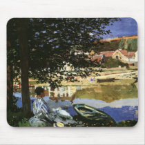 On the Bank of the Seine, Bennecourt; Claude Monet Mousepad