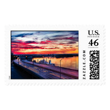 On the banks of the Ohio River at Sunset Stamps