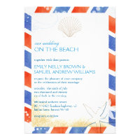 On the Beach Airmail Oceanfront Wedding Invitation
