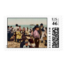 On the beach at Coney Island New York Stamp