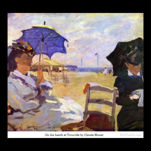 On the beach at Trouville by Claude Monet Poster