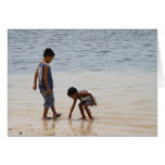 On the beach greeting cards