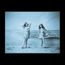 On The Beach vintage 1902 postcards