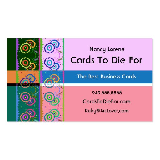 On The Border - Lilac and Pink Business Cards (front side)