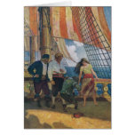On the Deck of a Galleon Beneath a Striped Sail Card