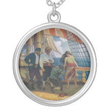 On the Deck of a Galleon Beneath a Striped Sail Pendant