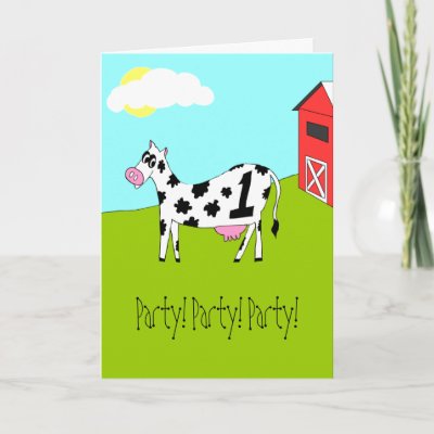 On the Farm - First Birthday Party Invitation Card by BirthdayStampStore