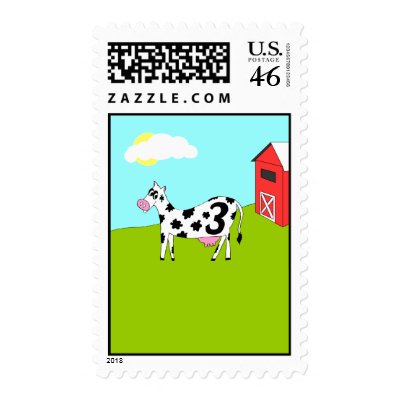 On the Farm - Third Birthday Party Stamp