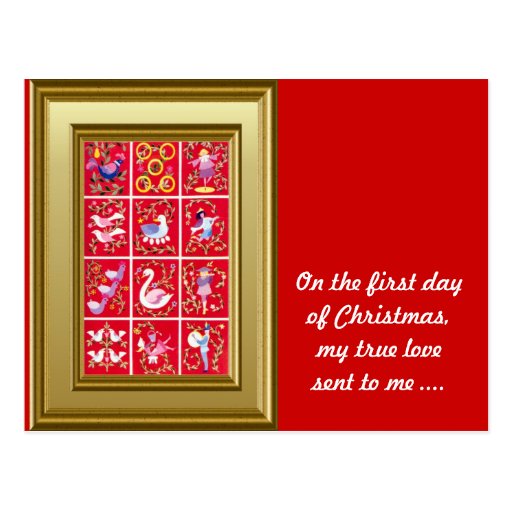 On the first day of Christmas my true love sent .. Postcard  Zazzle