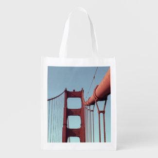 On The Golden Gate Bridge Grocery Bags