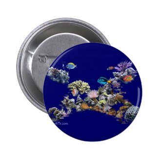 On The Reef-Aquarium Scene by FishTs.com Pinback Buttons