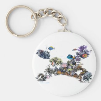 On The Reef-Aquarium Scene by FishTs.com Keychain