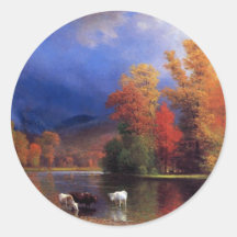 On the Saco - Albert  Bierstadt Round Sticker