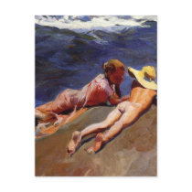 On the Sand, Valencia Beach - Joaquín Sorolla Postcards