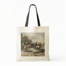 jumbotote - Vintage Country scene with cowboys. The men are riding horses and herding horses while traveling beside a river.: Sizes  Available colors: black