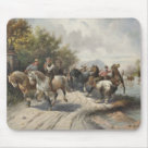 standard_mousepad - Vintage Country scene with cowboys. The men are riding horses and herding horses while traveling beside a river.: Sizes 