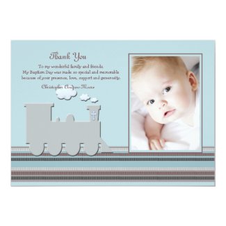 On Track Blue Photo Thank You Card