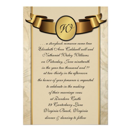 Once Upon A Time Monogram Fantasy Wedding Invite
