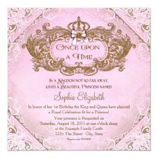 Once Upon a Time Princess 1st Birthday Invitation