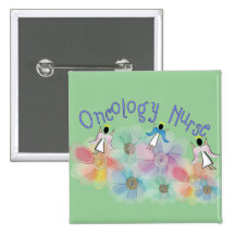 Oncology Nurse Whispy Angels & Flowers Design Pinback Buttons