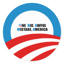 ONE BIG AWFUL MISTAKE, AMERICA ROUND STICKER