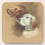 One Brown and One White Dog Drink Coaster