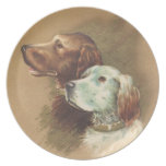 One Brown and One White Dog Party Plates