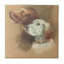 One Brown and One White Dog Ceramic Tile