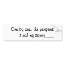 One By One Penguins Bumpersticker by ironydesign One By One Penguins Bumpersticker