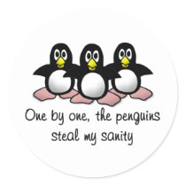 One By One Penguins Sticker by ironydesign One By One Penguins Sticker