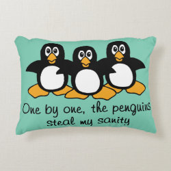 One by One The Penguins Funny Saying Design Decorative Pillow