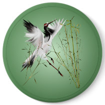 One Crane In Bamboo-Buttons