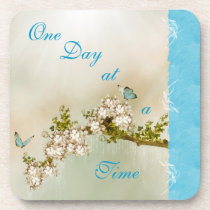One Day at a Time Butterflies Coaster set ~turq cork coasters