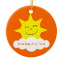 One Day At A Time Sobriety Date Cartoon Sun ornament