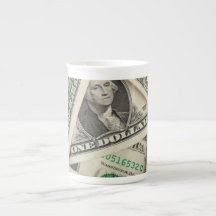One Dollar Bills Bone China Mugs