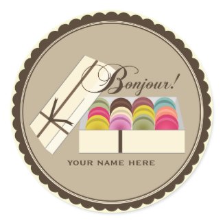 One Dozen French Macarons Bonjour Personalized sticker