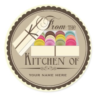 One Dozen French Macarons "From The Kitchen Of" Round Sticker